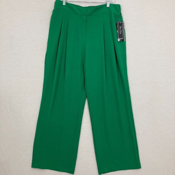 New New York & Company Kelly Green Soft Light Wide Leg Pull-on Pants size 14W - Picture 1 of 11